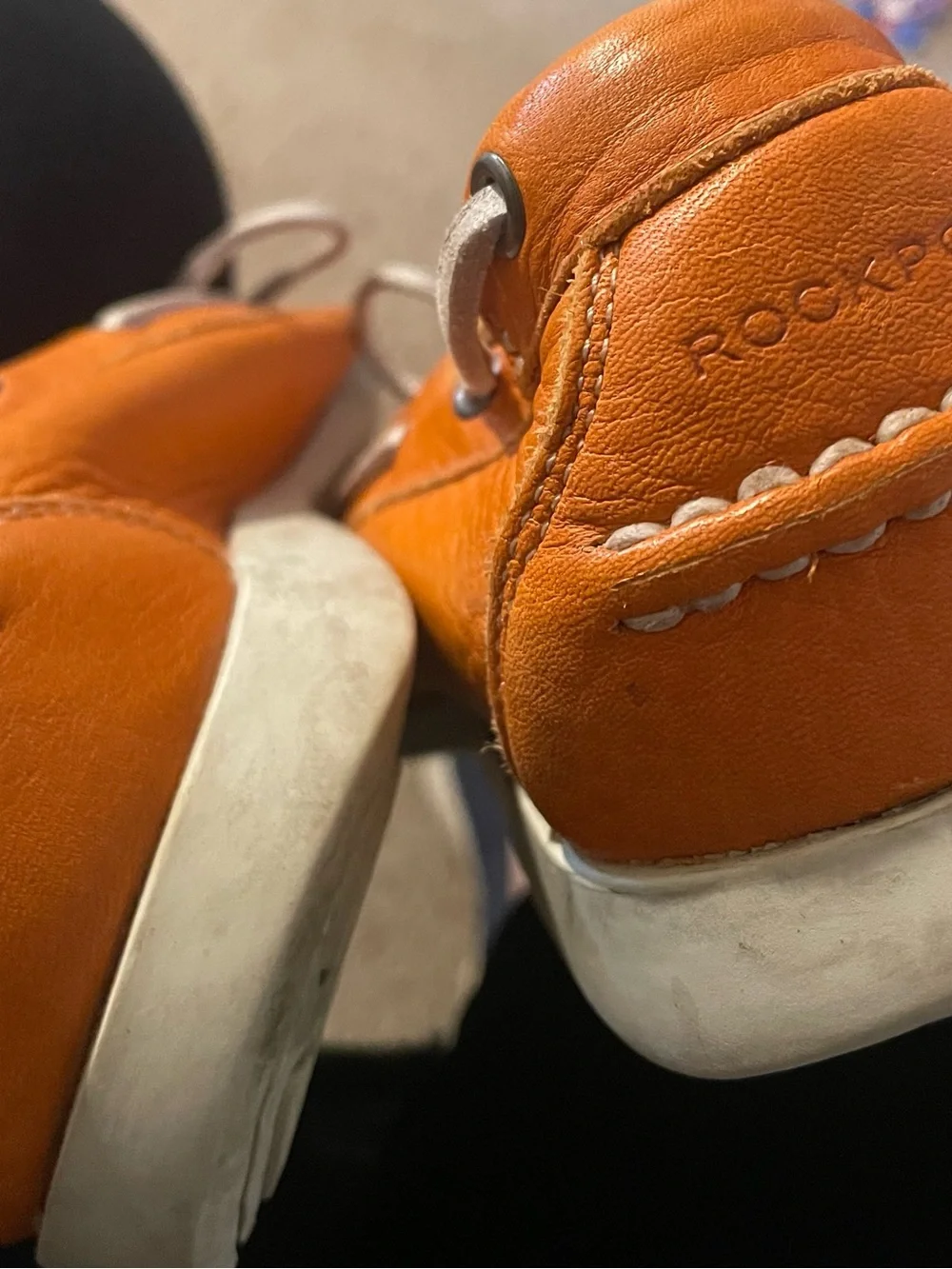 Rockport Men's Bright Orange Leather Boat Shoes